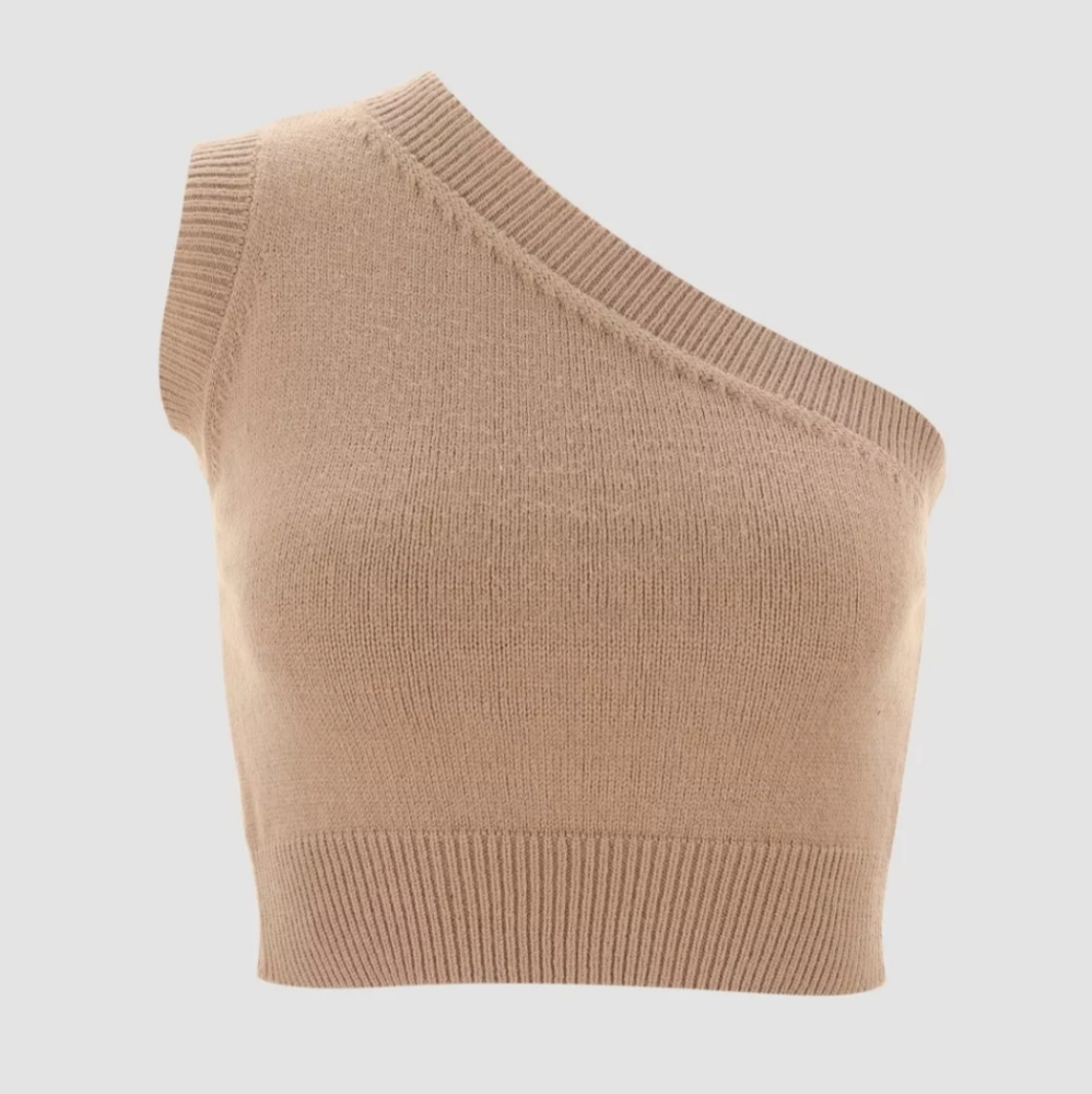 One Shoulder Knitted Tank - CIDER (S)